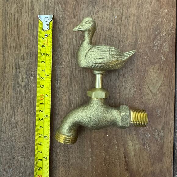 VINTAGE solid Brass Duck Fowl Outdoor Water Spout Spigot Decorative Accent - Picture 2 of 8